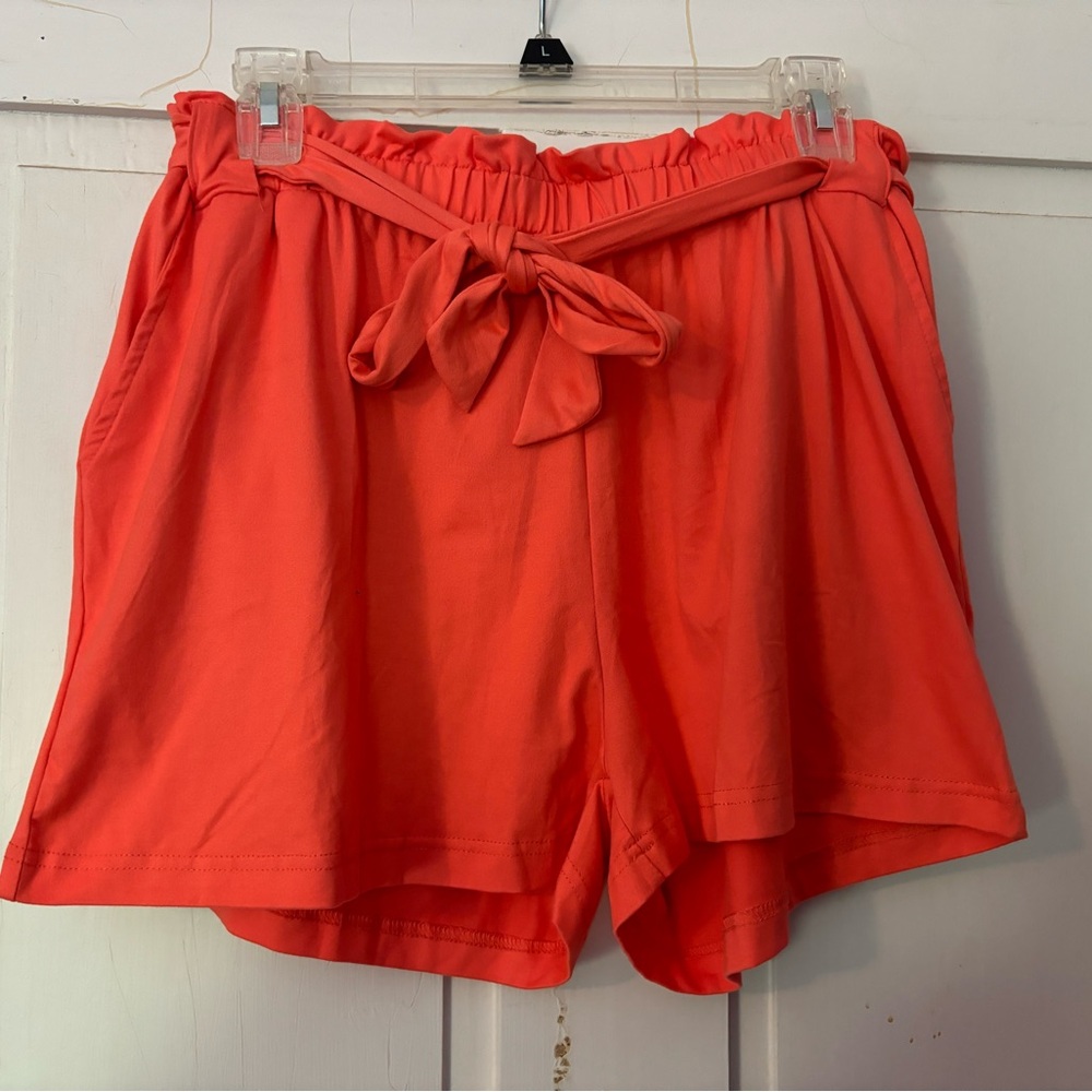 High Waist Coral Tie Shorts